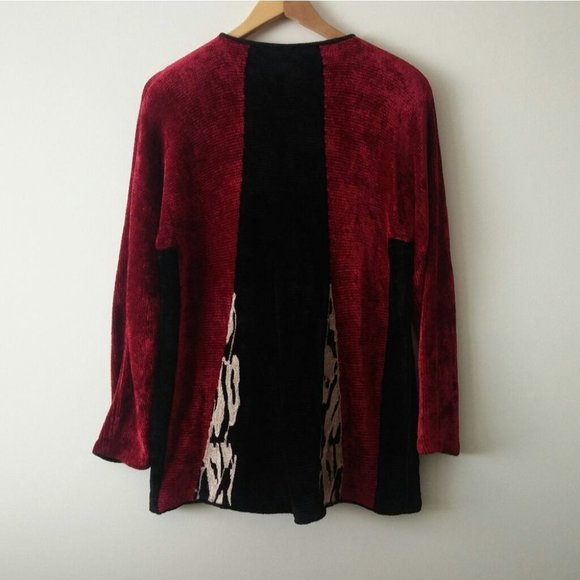 VINTAGE 90's Oversized Wool Chenille Cardigan - Picture 5 of 16